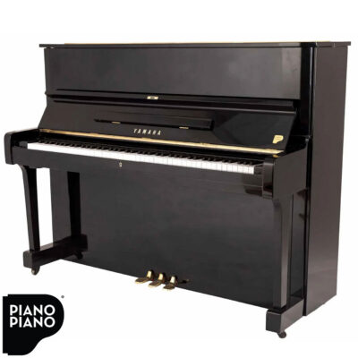 Yamaha U1 piano shot at a 3/4 angle