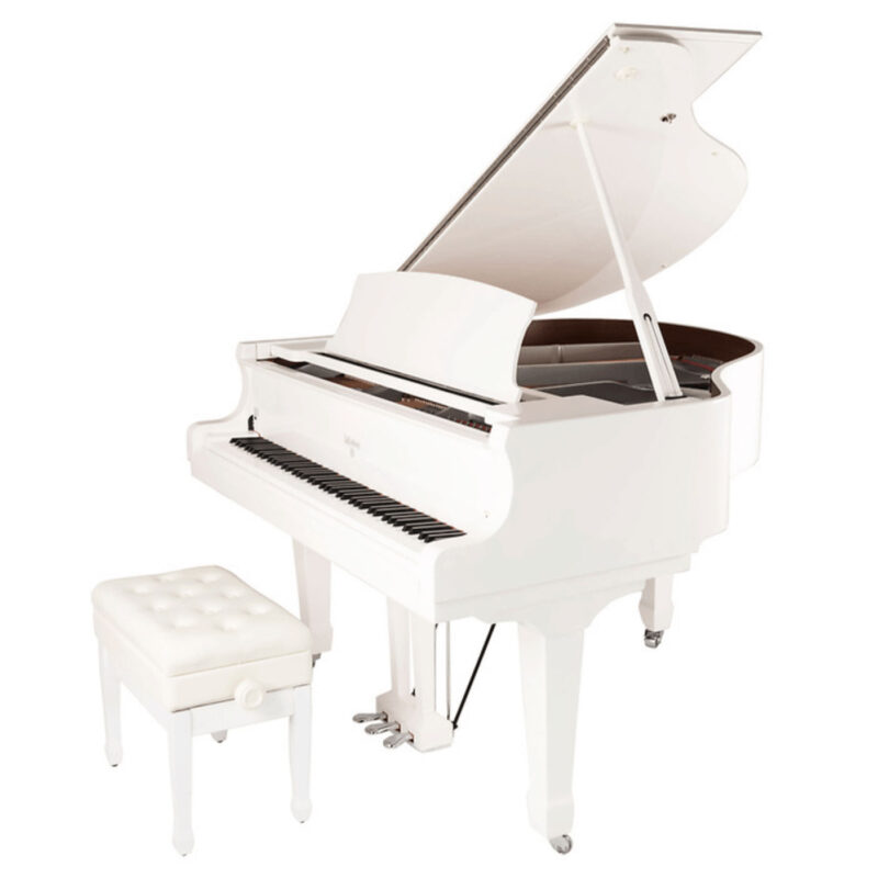 Young Change white baby grand piano for rent