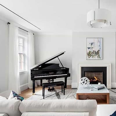 Piano set up for staging an apartment in New York City