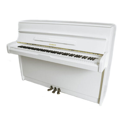 Samick console piano for rent in white