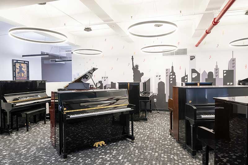 The PianoPiano rentals showroom in midtown Manhattan