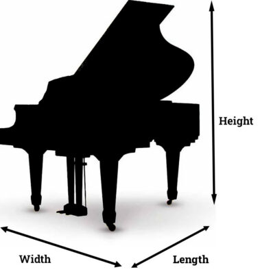 Image showing the dimensions of a grand piano