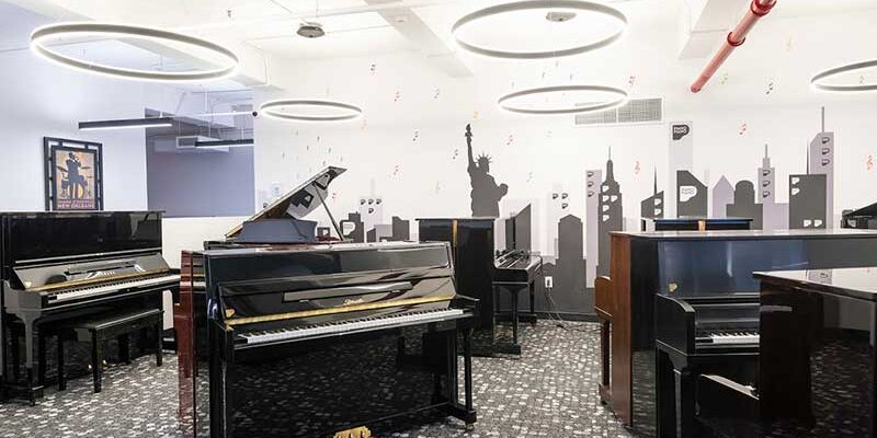 The PianoPiano rentals showroom in midtown Manhattan